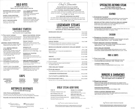 Longhorn Steakhouse Menu PDF